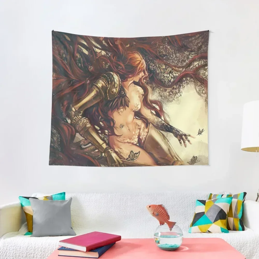 Malenia Blade Of Miquella With Butterflies Tapestry Funny Bedrooms Decor Tapestry