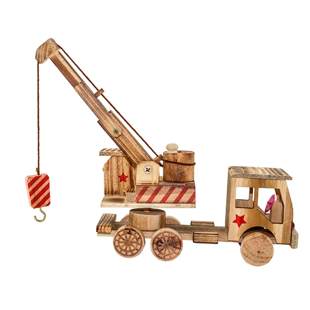 

1pc Wooden Simulation Crane Retro Excavator Tractor Hand Made Wood Toy Home Ornaments for Kids Children