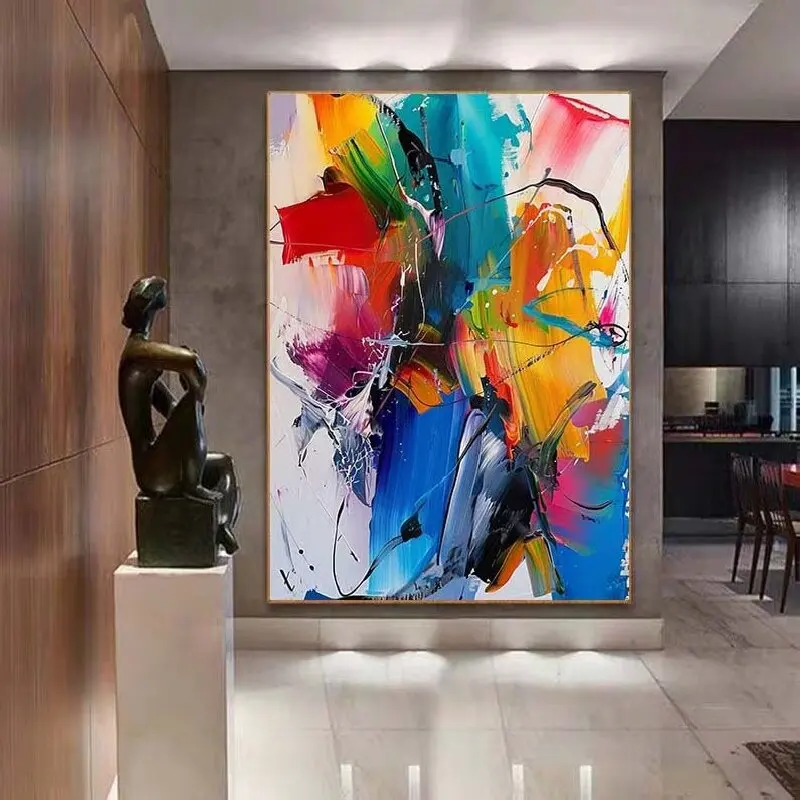 Customize Hand-painted Large Colorful Modern Textured Abstract Home Wall Living Room Art Decor Oil Painting