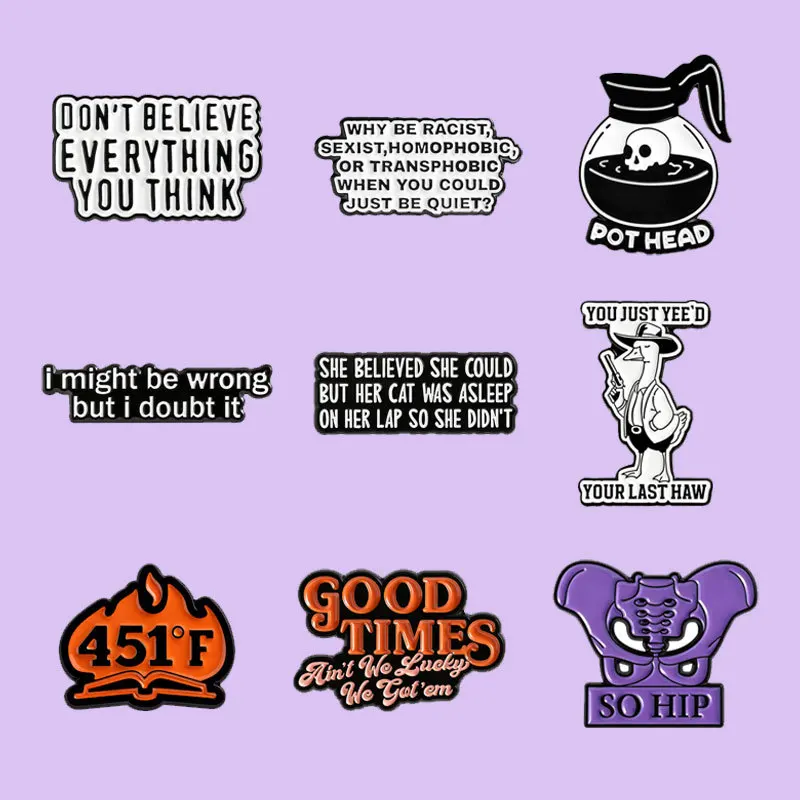 Fun Quote Combination Metal Badges Spilla Brooches Pins Clothing Backpacks Personalized Diy Trendy Decorative Accessories