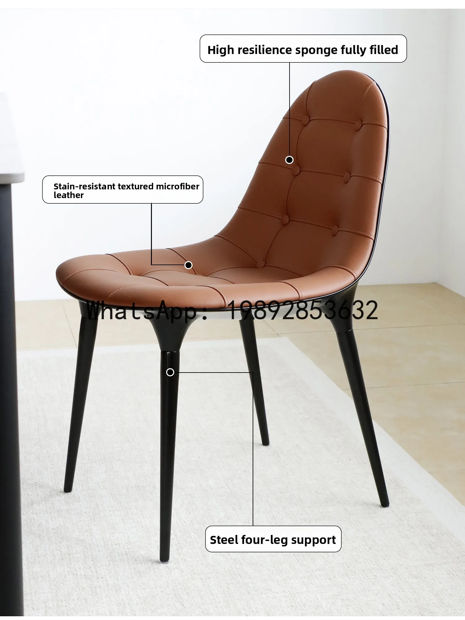 YFY Italian Style Light Luxury High-End Designer Diana Dining Chair Minimalist Modern Home Use Microfiber Leather Backrest Chair