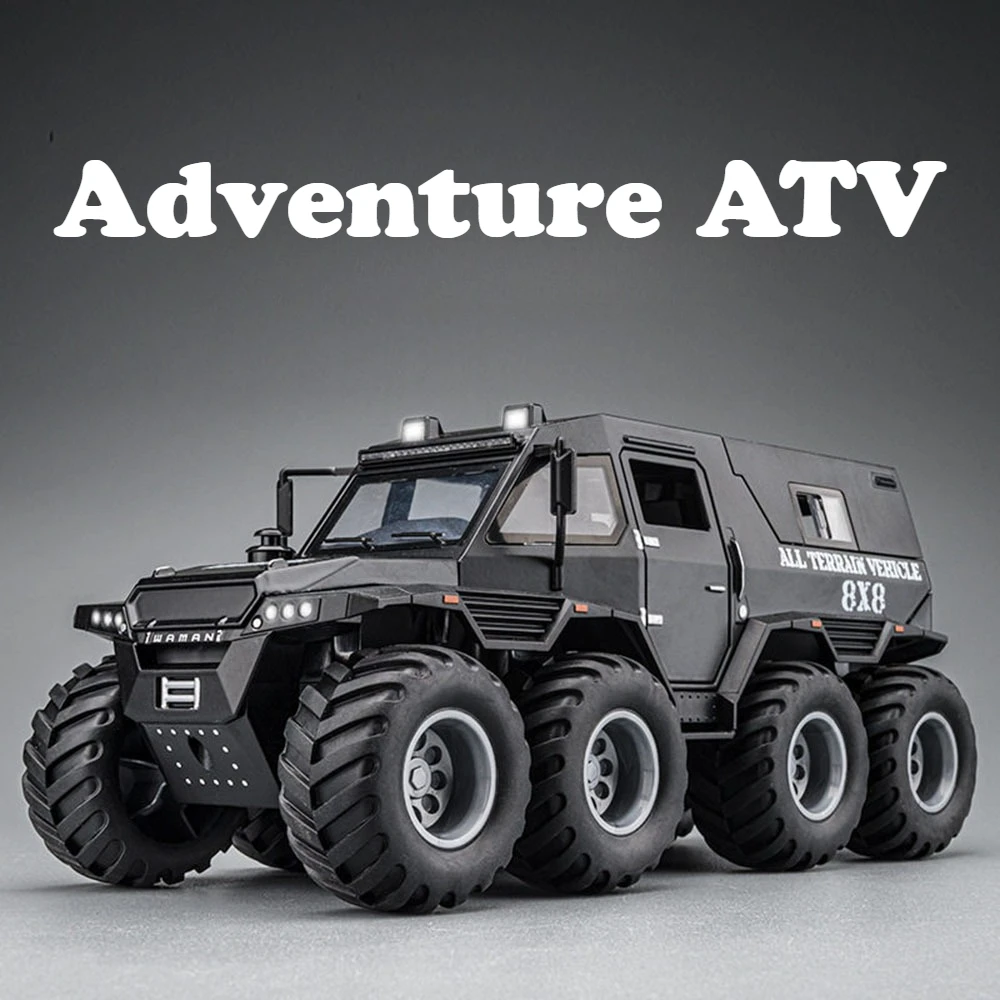

1:32 Приключение ATV Avtoros 8x8 Литая под давлением модель из сплава, игрушки, автомобильные двери, открытый звук, свет, бронированный автомобиль, подарок на день детей