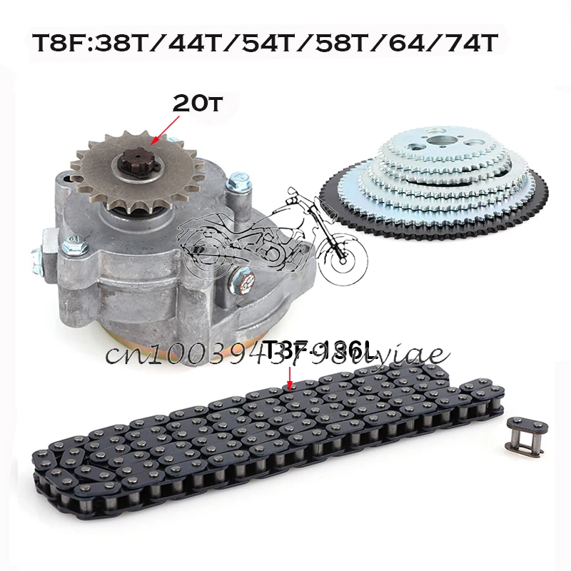 

T8F Clutch Drum Gear Box Sprocket with chain for 33cc-49cc Ty Rod II Go Kart Mini Moto Dirt Bike Scooter Xtreme ATV buggy