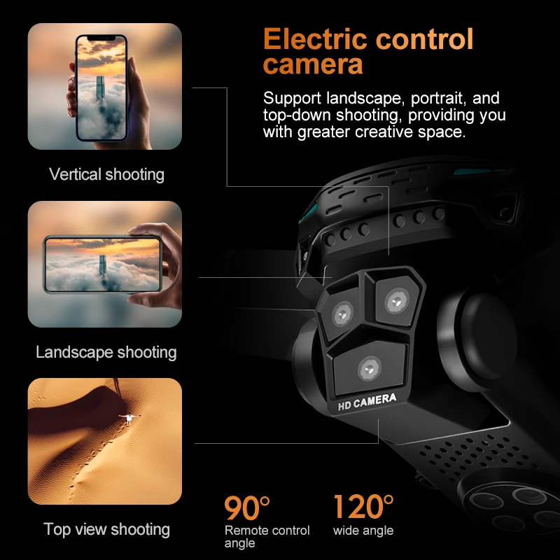 Profissional Brushless RC Drone, tela grande, 6K HD Aerial Camera, WiFi FPV, Quadcopter Evitar Obstáculos, RC Helicopter Gift Toy