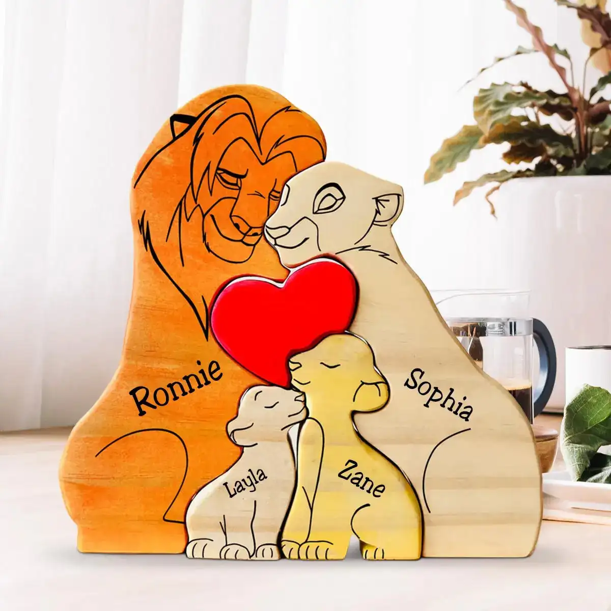 

Wooden Lion King Family Puzzle with Gift Box Customized Names Perfect Gift for Birthdays Anniversary Christmas Deco Ornaments