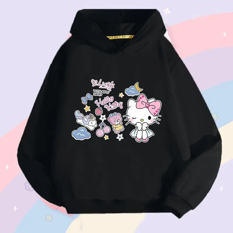

Cute Hello Kitty Printed Warm Sweaters for Children in Winter and Comfortable Hooded Sweatshirts for Girls Boys Outdoors