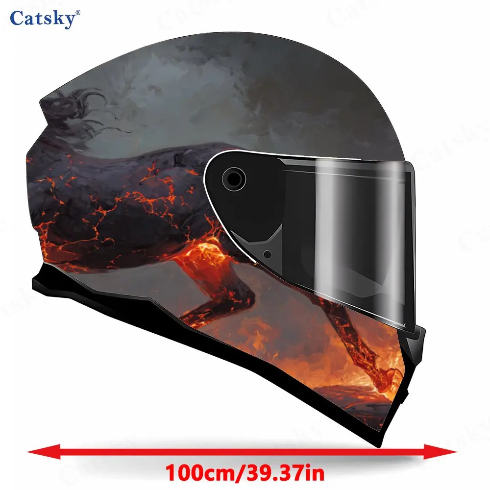 Molten Fire Horse Print Helmet stickers , PVC Material Multifunctional Helmet Stickers, Scratch-Resistant & Fade-Proof, Easy to