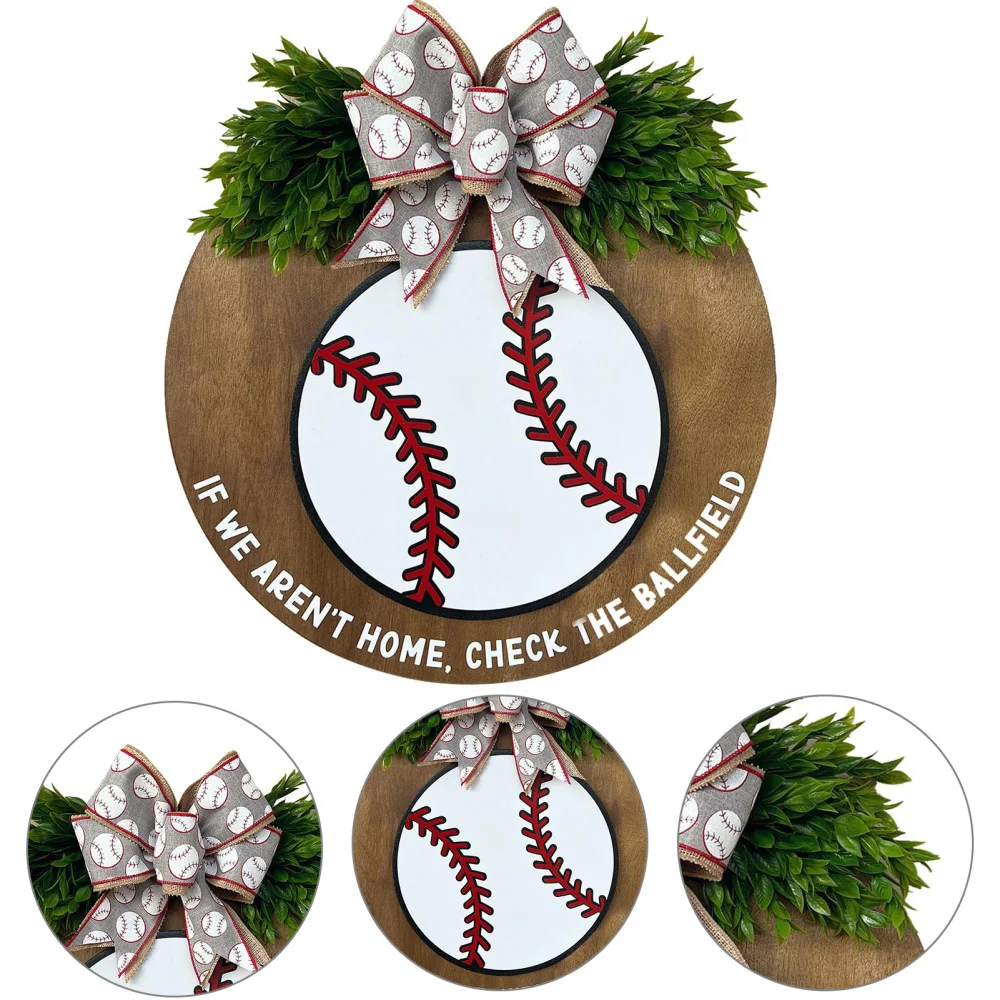 

Baseball Welcome Door Sign Decor Wooden Hanging Sign Decoration Ornate Wreath Signs