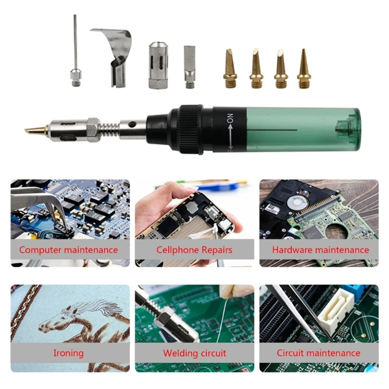 12 in 1 Portable Multi-Function Gas Soldering Iron Set Fast Heat-up Gas Blow Torch Gun 1300℃ Set for DIY Versatile Lighter