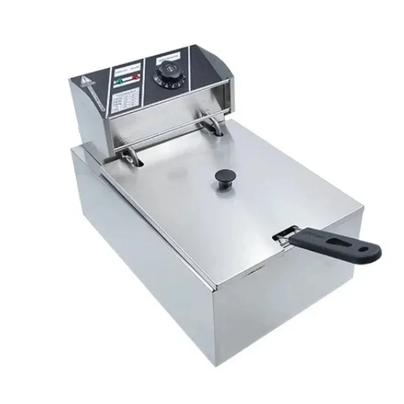 6L/81 Electric Fryer Single Cylinder Single Sieve Deep Fryer Chips Fry Fryer Snack Machine Street Vendor Stall
