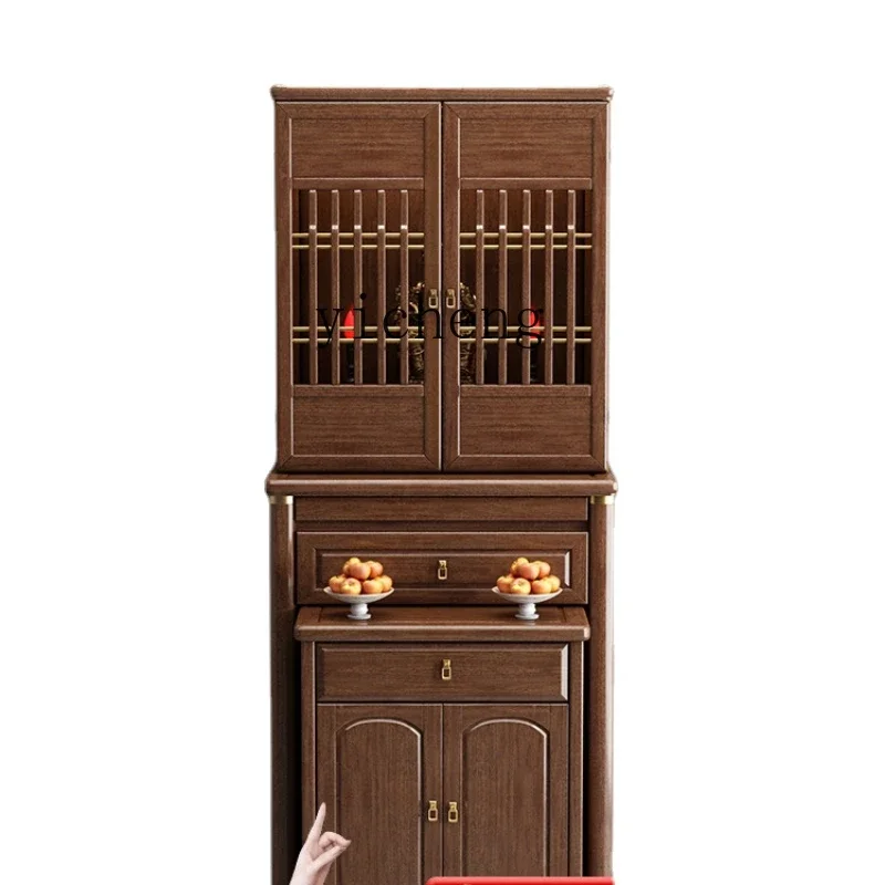 Xl New Chinese Style Solid Wood Buddha Niche with Door-God Table Cabinet Buddha Cabinet Altar Walnut Household