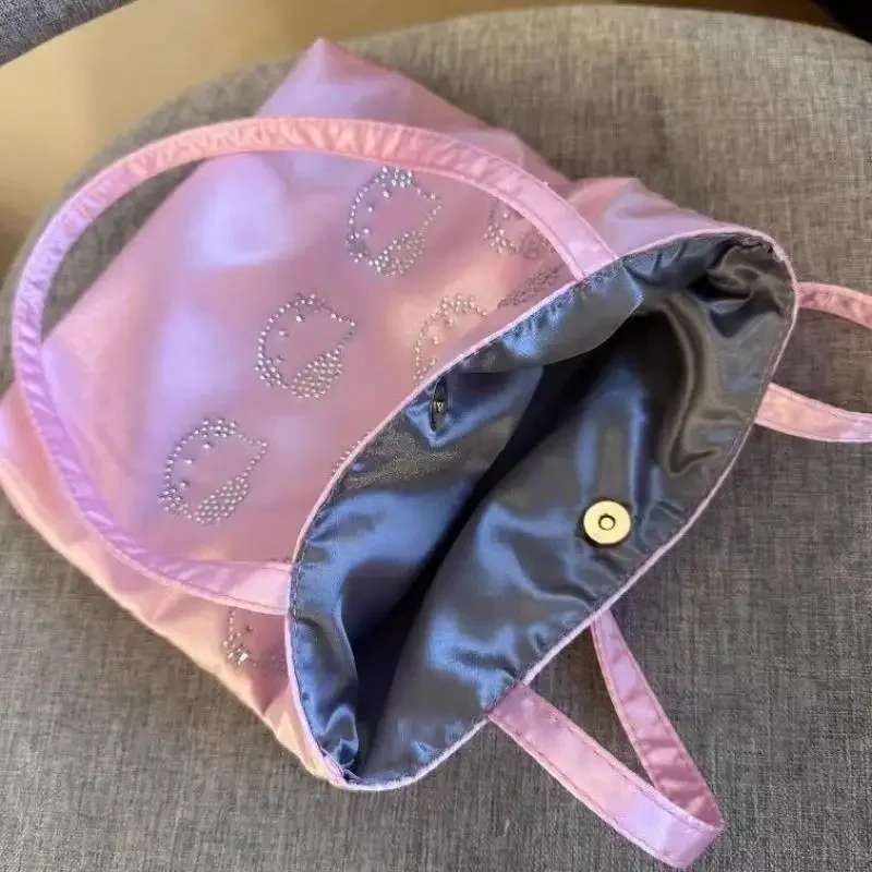 

Hello Kittys Crossbody Bag Silk Girl's Heart New Hot Diamonds Cute Tote Bag One Shoulder Crossbody Bag Large Capacity