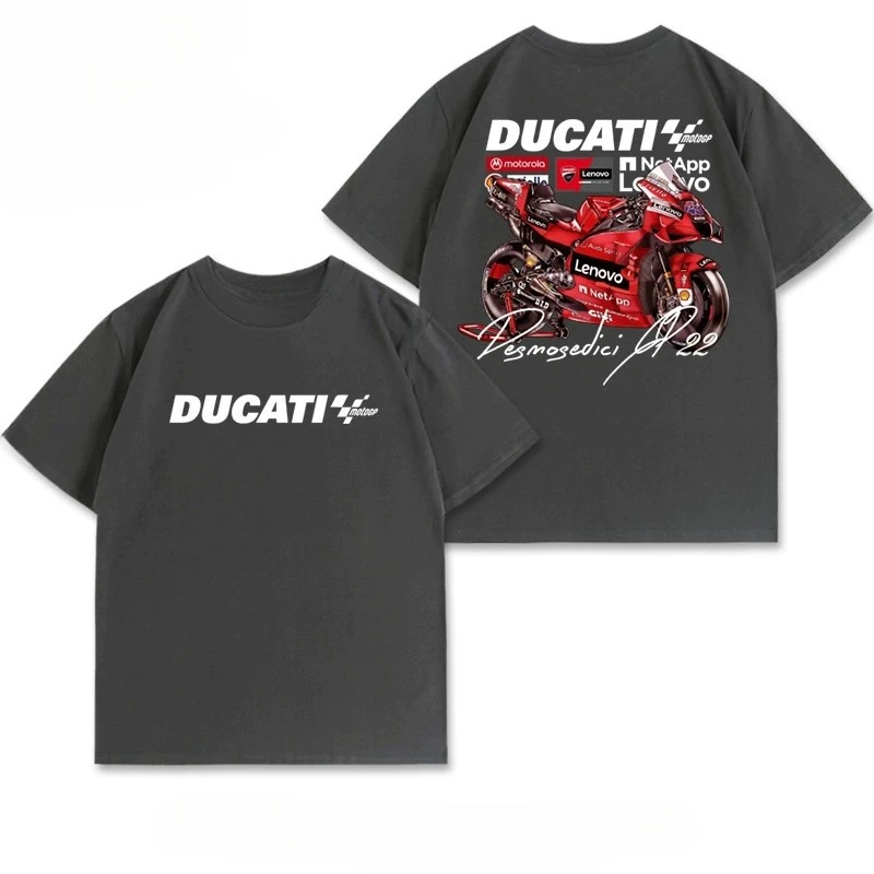 Hochwertiges Motorrad-Kurzarm-Baumwoll-T-Shirt mit Fahrrad-Grafikdruck, Luxuriöser Unisex-Stil für Männer und Frauen – Detail 6