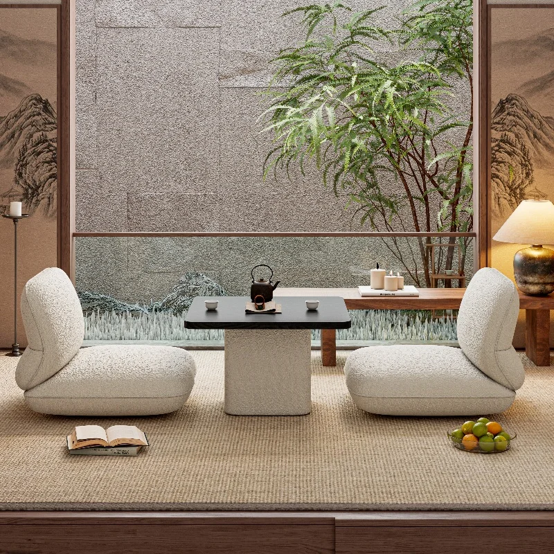 표류하는 창 테이블, 의자, 발코니, 다다미 매트, 미니멀리스트 디자이너 스타일의 작은 커피 테이블, 바닥 의자 소파 의자