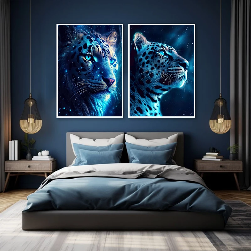 Abstract Cosmic Creatures Elder Dragons Sight Lion Tiger Panther Poster Print Canvas Painting Wall Art Living Room Home Decor