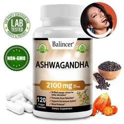 Organic Ashwagandha 2,100 Mg - Stress Relief, Mood Improvement, Immune and Thyroid Support