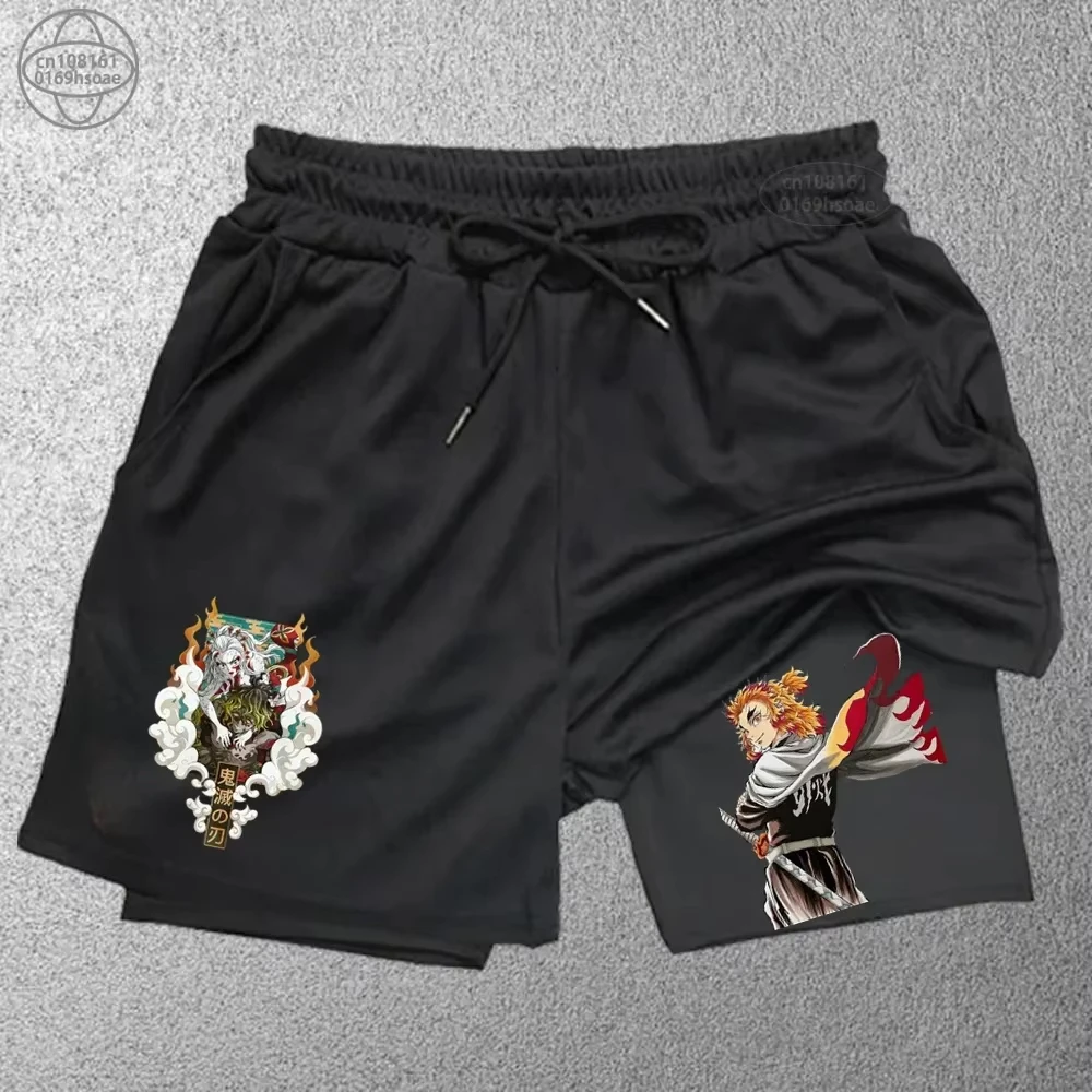 

2025 Men's Double Shorts Fitness Training Sports Shorts Skinny Running Shorts Summer Mesh Sweatpants Shorts Motocross