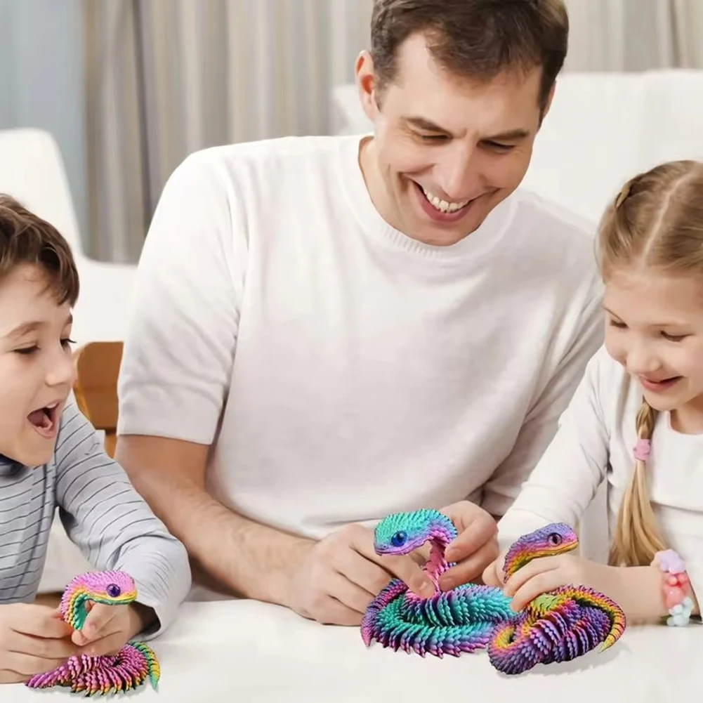 3D Printed Snake Fidget Crystal Flexible Joints Executive Desk Home Decor Perfect Gifts For Autism-A68E