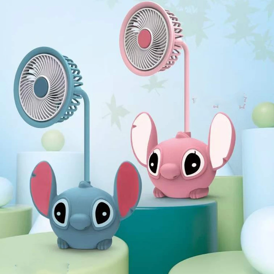 Disney Stitch Desktop Fan Cartoon Mini Small Fan Usb Charging Student Dormitory Office 360° Adjustable Cooling Ventilador Fans