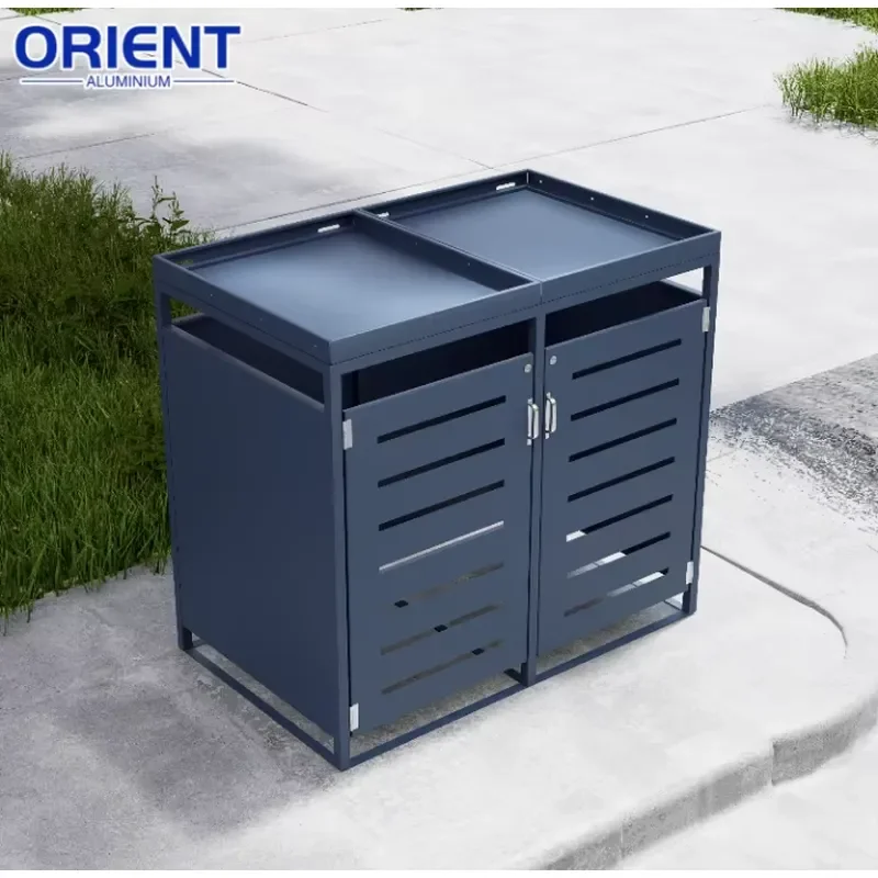 Aluminum Outdoor Trash Can Open Top Compost Bin for Kitchen Waste Storage Durable Metal Garbage Container Large Capacity Open