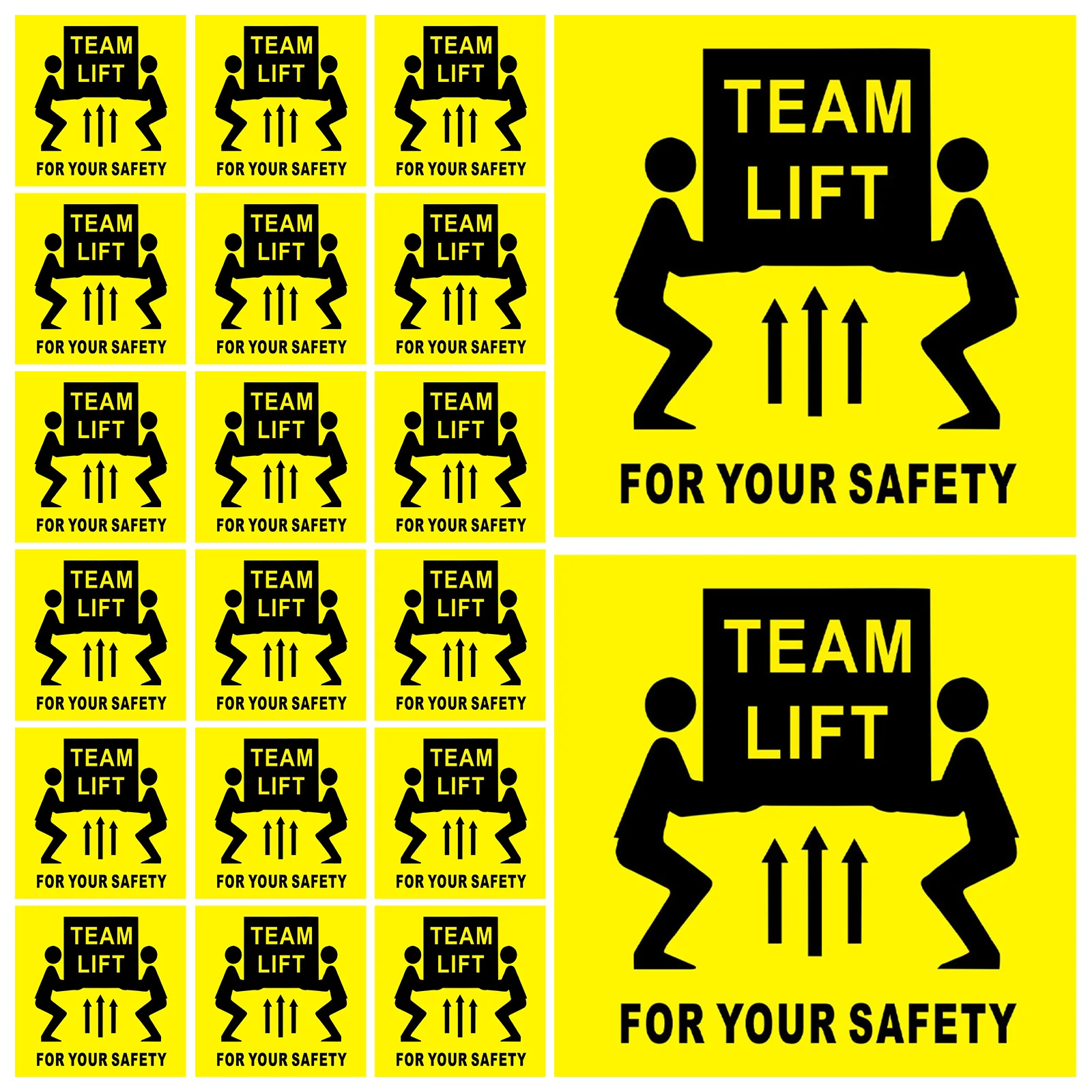 200 قطعة ملصقات تحذير ملصقات الصندوق الخارجي كائن ثقيل يرفع شارات السلامة اللاصقة لشحن المصنع علامة رفع الفريق المطلوبة