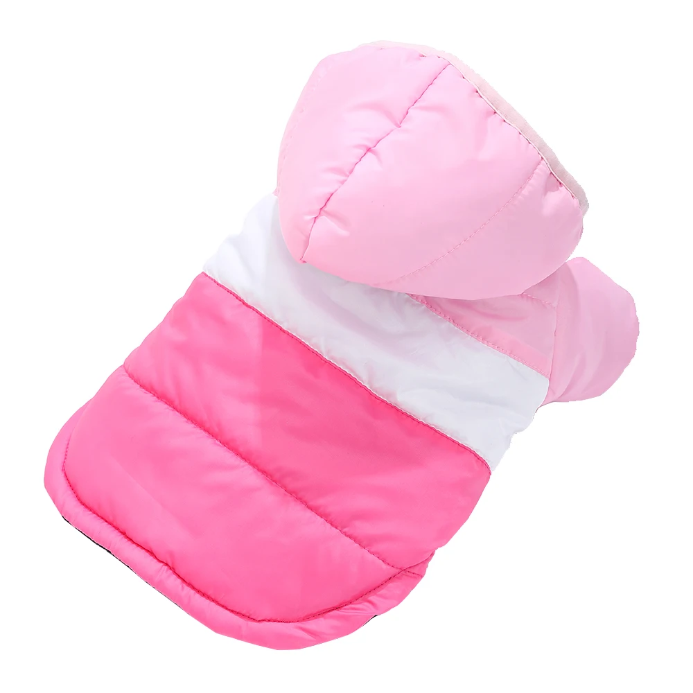 Warme Hundejacke mit Kapuze, Wintermantel für kleine und mittelgroße Hunde, weiche, wattiert Baumwollkleidung für Welpen, winddichtes Outfit mit Leinenloch. – Detail 6