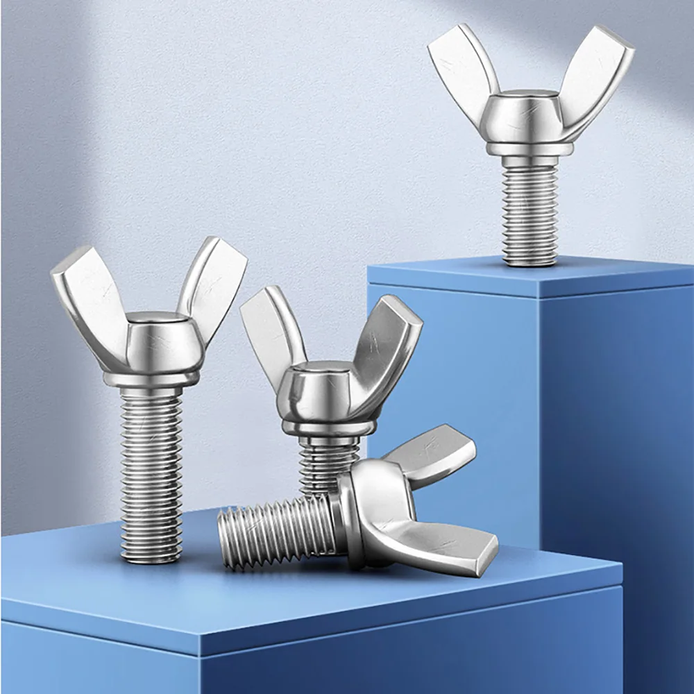 2pcs M4 M5 M6 M8 A4-316 Stainless Steel Wing Thumb Screws L 8mm-30mm Claw Hand-Tighten Bolts for Marine Seawater Equipment Use