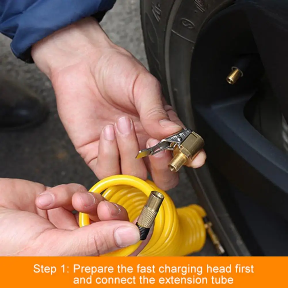 

4cm Tire Quick Connector Air Chuck Open Flow Straight Lock Chuck With Clip Durable Copper Construction Tire Inflation Connector