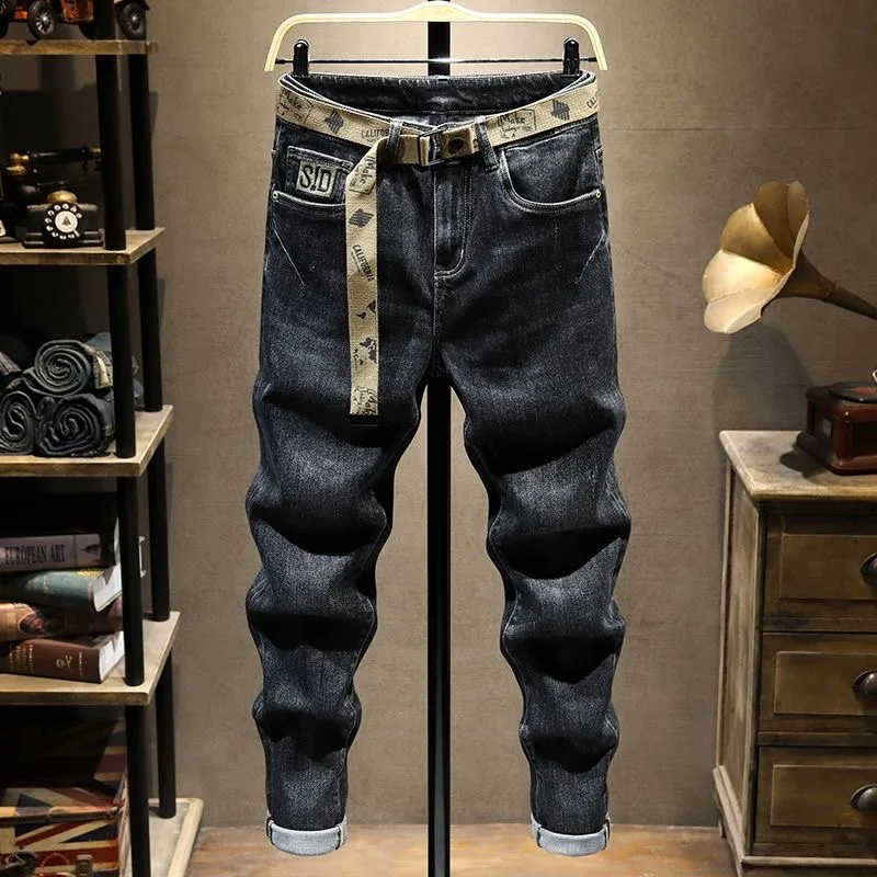 

New 2023 Men's Slim Fit Jeans Elastic Cotton Sensation Soft High-End Casual Long Pants Korean Sle Versatile Spring Faion
