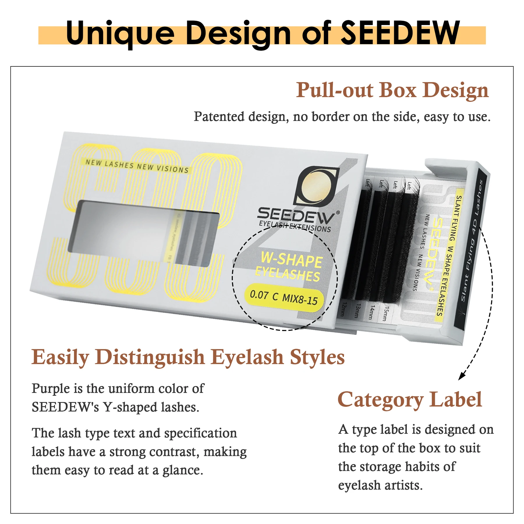 SEEDEW Fox 4D W-kształtne rzęsy Air Serie Miękkie Naturalne Objętościowe Miękkie Rzęsy Latające Rzęsy 4D