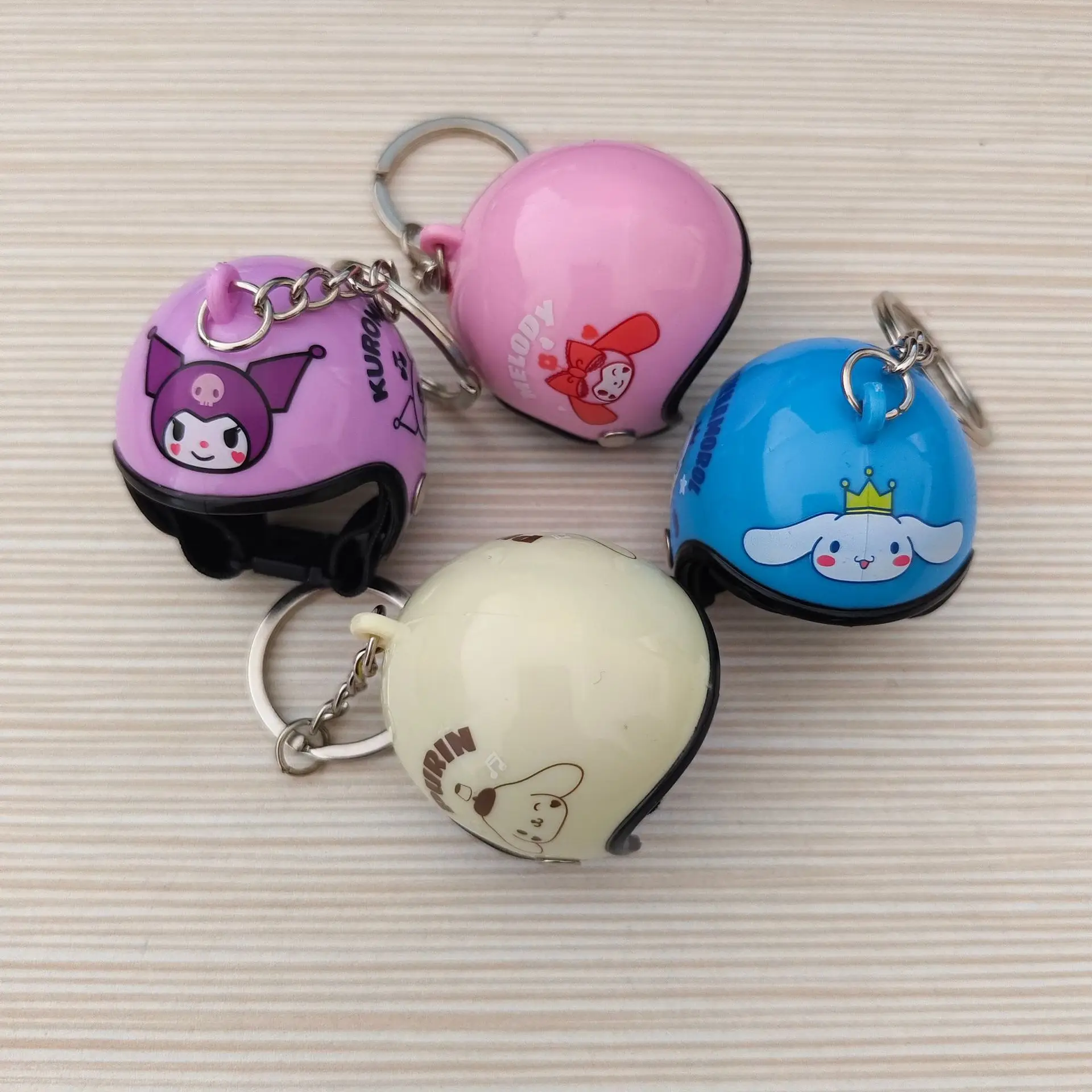 Sanrio Cartoon Kuromi My Melody Pudding Dog Creative Helmet Keychain Decorations Personality Mini Couple Backpack Pendant.