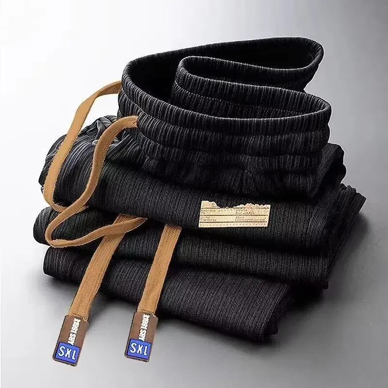 Прямые брюки из ледяного шелка, мужские летние тонкие брюки Qui Dry, свободные драпированные широкие длинные брюки, спортивные повседневные спортивные штаны