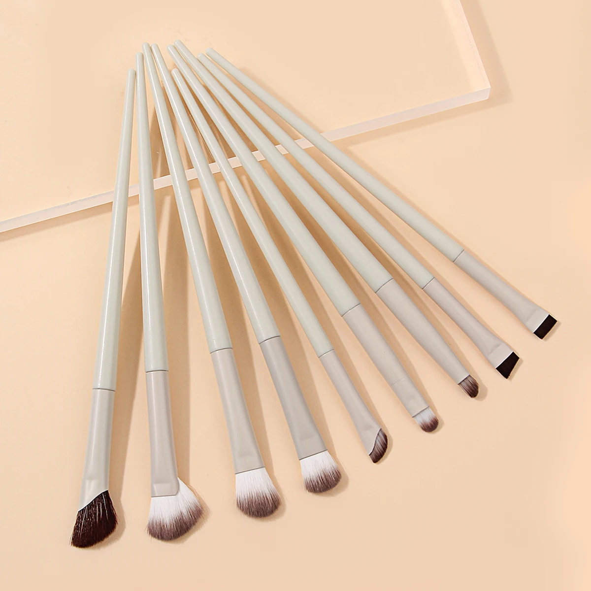 9-delige professionele oogmake-upborstelset, ultradunne eyelinerborstel met mes, neusschaduw highlightborstel, oogsmudge-borstelset