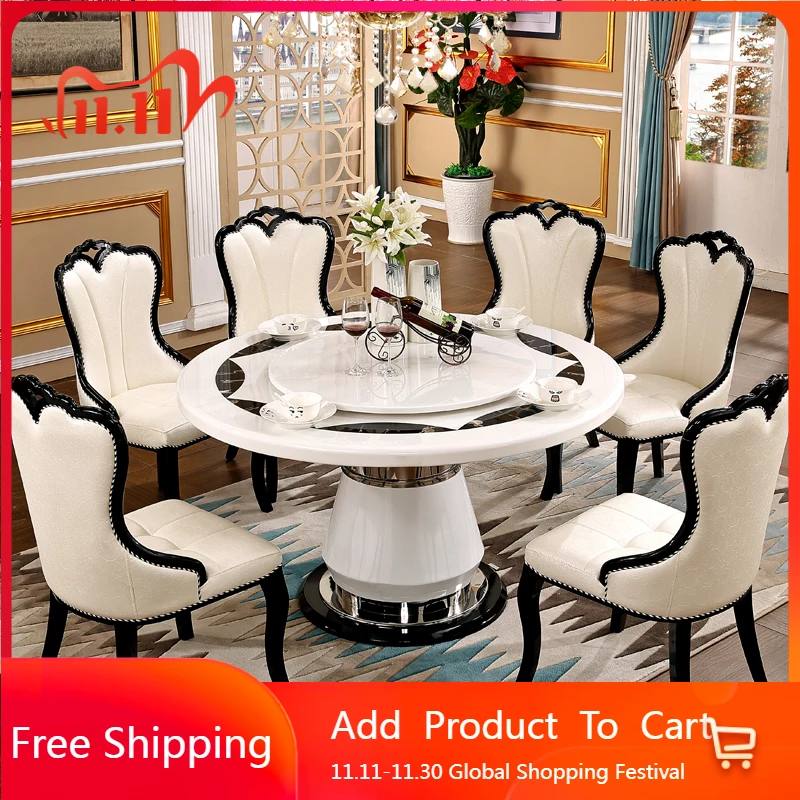 طاولة طعام مستديرة جانبية وحدة تحكم مركزية صالة فاخرة طاولة طعام محمولة خدمة بيسترو Mesas De Jantar أثاث غرفة المعيشة