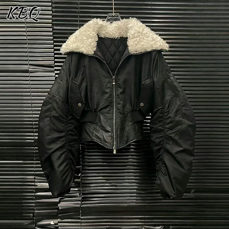 

KBQ Свободная однотонная туника на молнии, шикарные пальто для женщин, темпераментный дизайн с лацканами и длинными рукавами, женские осенние куртки