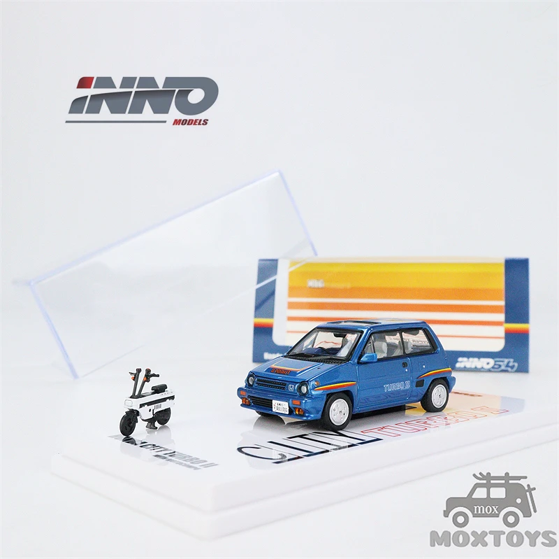 INNO 1:64 CITY TURBO II blue With White MOTOCOMPO Diecast Model Car