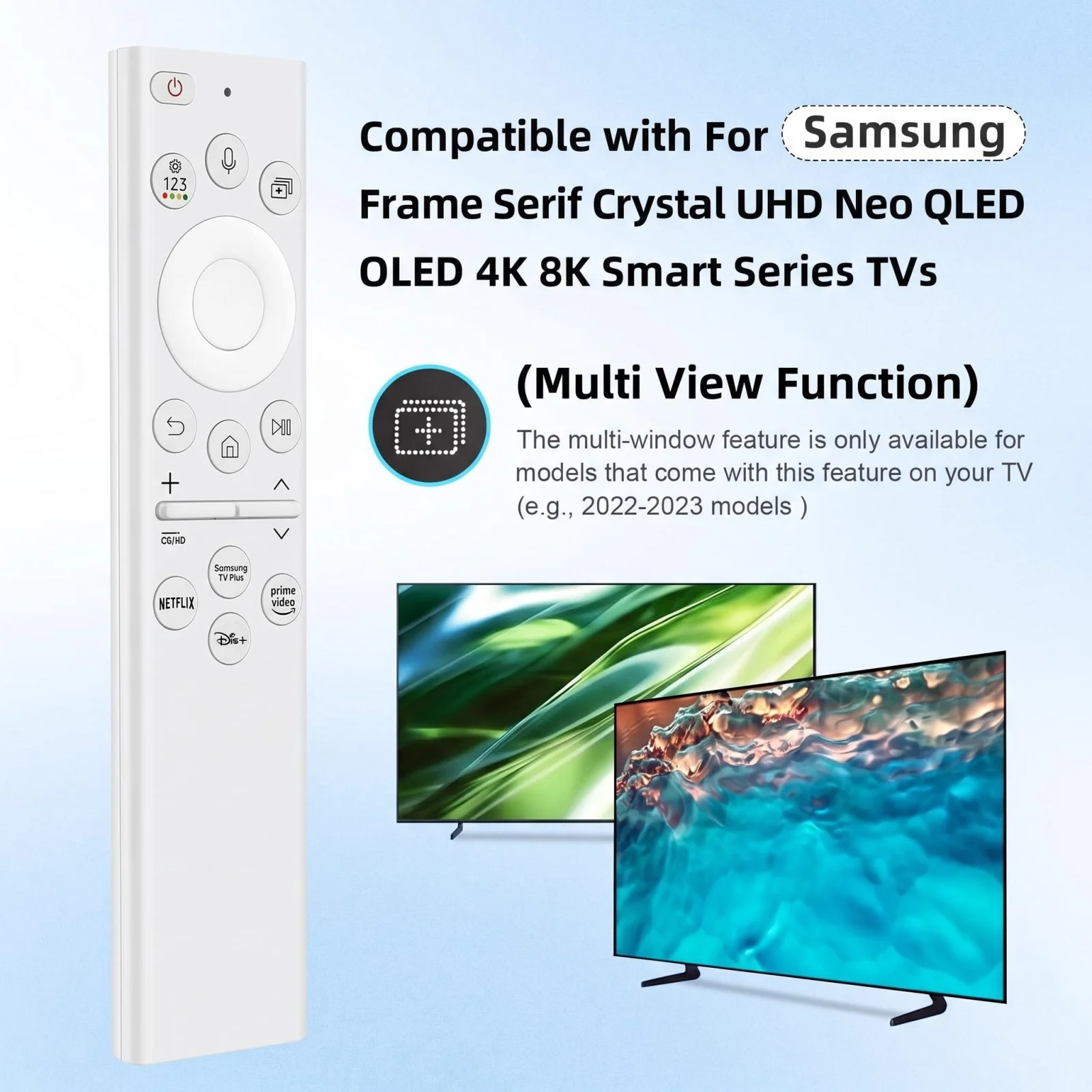 BN59-01391A Replacement Solar Remote for Samsung Smart Frame TV, Voice Bluetooth, Solar Cell, 2020-2025 Neo LED 4K UHD Smart TV