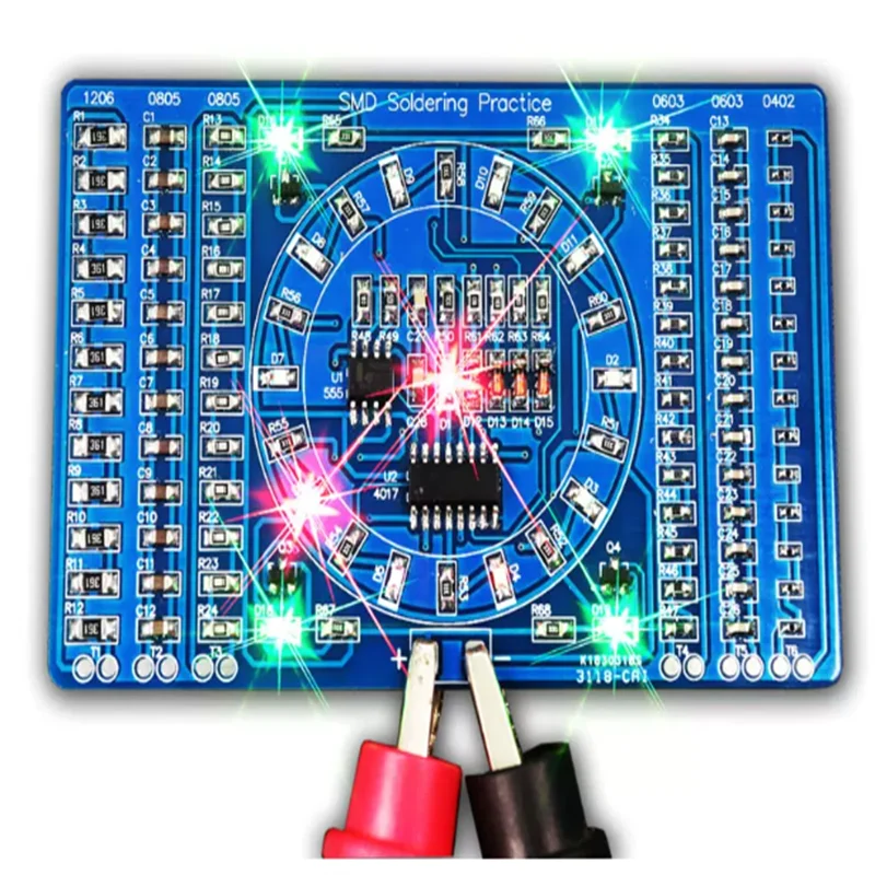 SMT electronic process training circuit board DIY rotating flow lamp for SMT component welding practice board kit