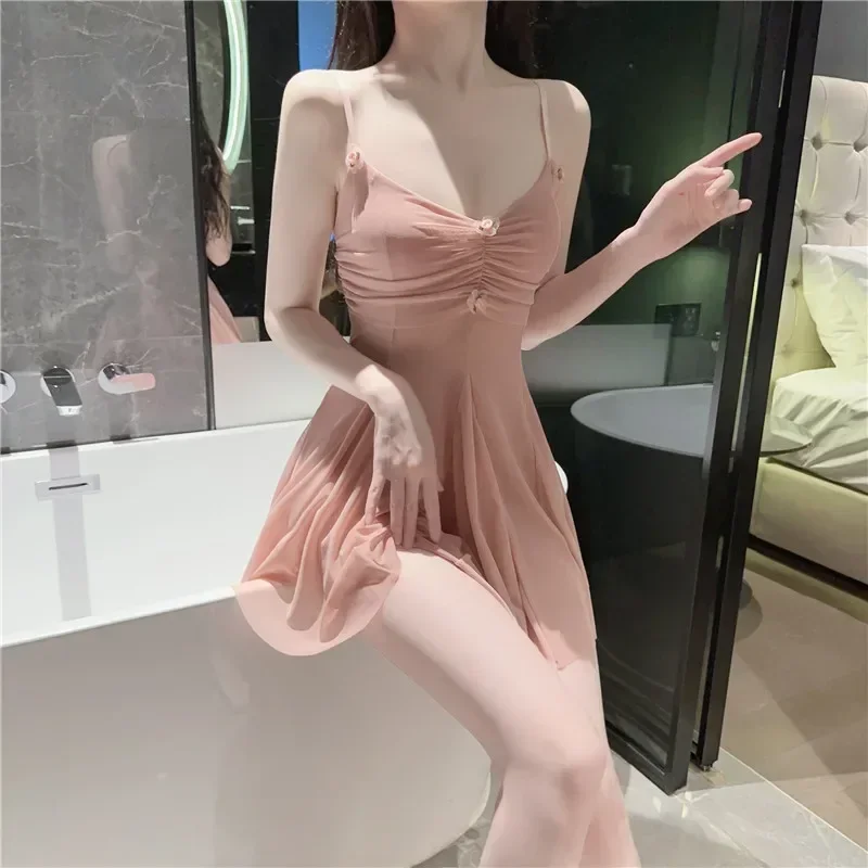 Hot Sale Sexy Backless Lace NightDress Womens Nightgown Sleepwear Nightdress Spaghetti Strap Sleeping Dress Sweet Sleep Dress