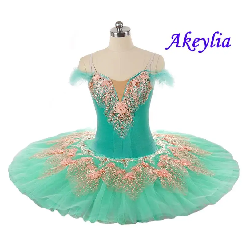 Green Ballet tutu nutcracker Pre-Professional tutus yellow performance girl Classical tutu pancake ballet dress 7 layer 20025