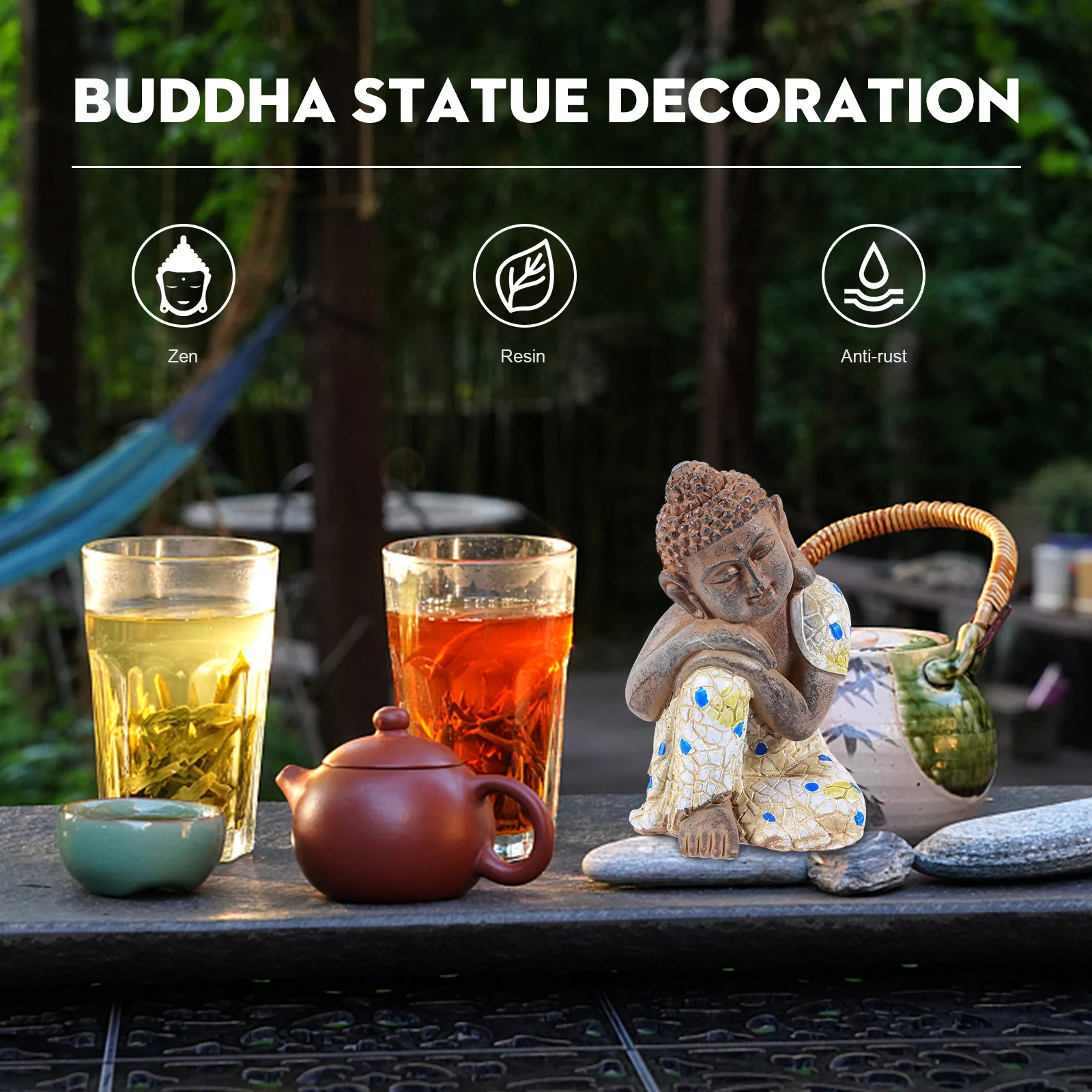 

Zen Buddha Resin Buddha Ornament Craft Outdoor Garden Decor Fish Tank Ornament Villa Meditation Decoration Mini