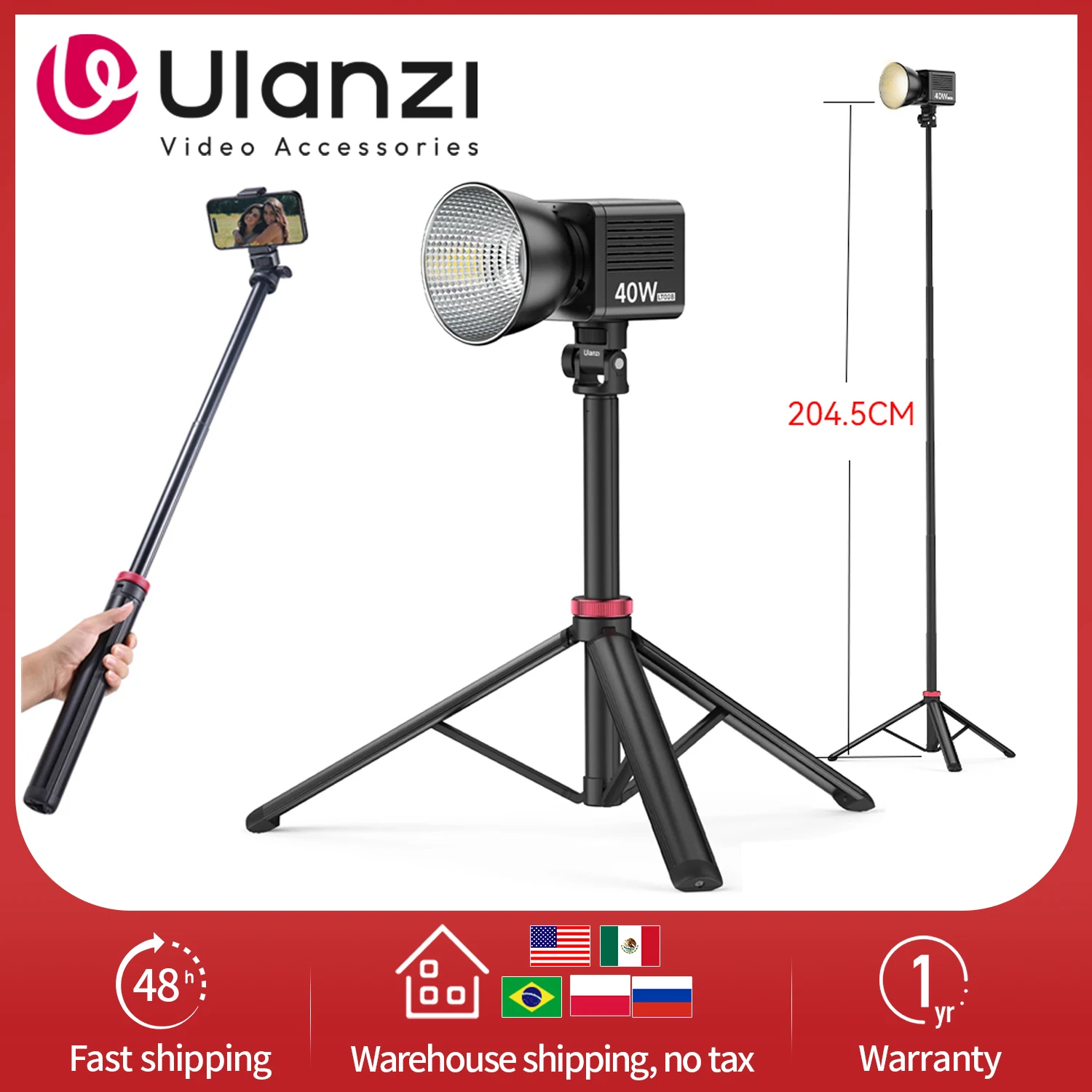 

Ulanzi MT - 79 2M Портативный универсальный треножник из алюминиевого сплава LT028 Fill Light Lightweight Camera Мобильная камера