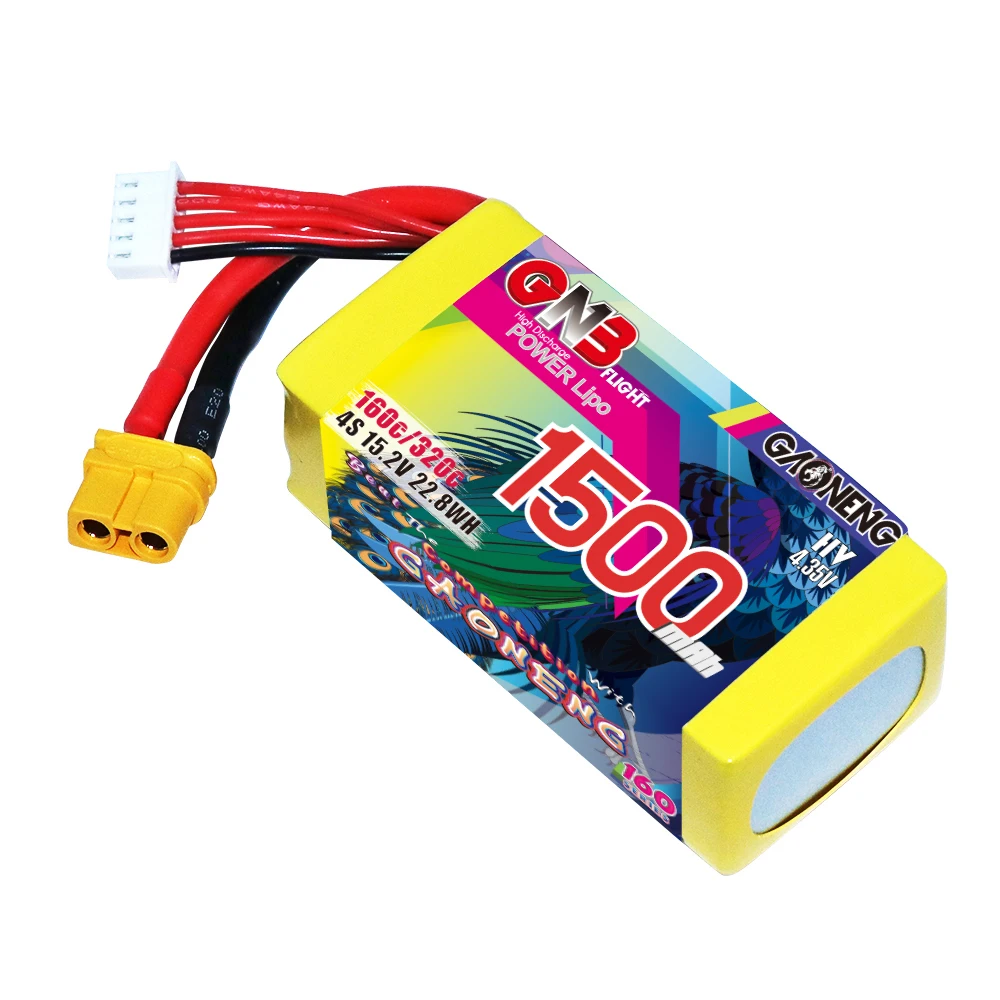 レーシングドローン用gnbリポバッテリー,4s,15.2v,1500mah,160c,320c,fpvクワッドコプター,ヘリコプター,xt60プラグ付き航空機部品,1〜5個