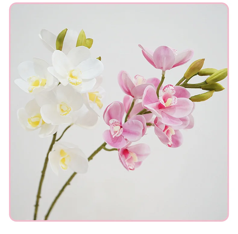 5 Stück künstliche Latex-Cymbidium-Blumen mit realistischem Haptikgefühl für Heimdekoration, Hochzeitsfeier, Cymbidium-Blumenarrangement – Detail 1
