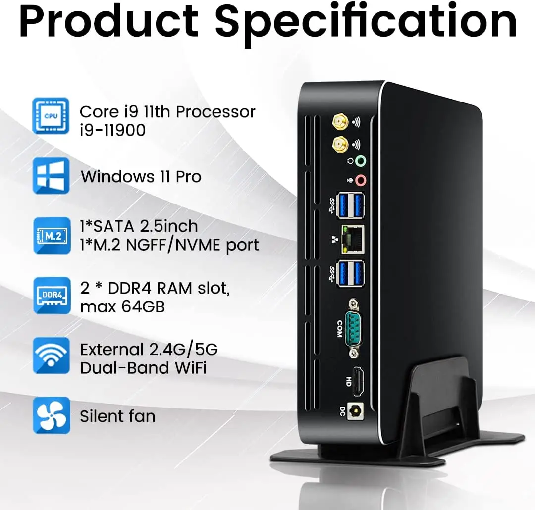 Computer desktop HTPC da gioco 11a generazione I9-11900/i7-11700 Win11/Linux UHD 750 8xUSB WiFi Computer desktop con prestazioni di fascia alta