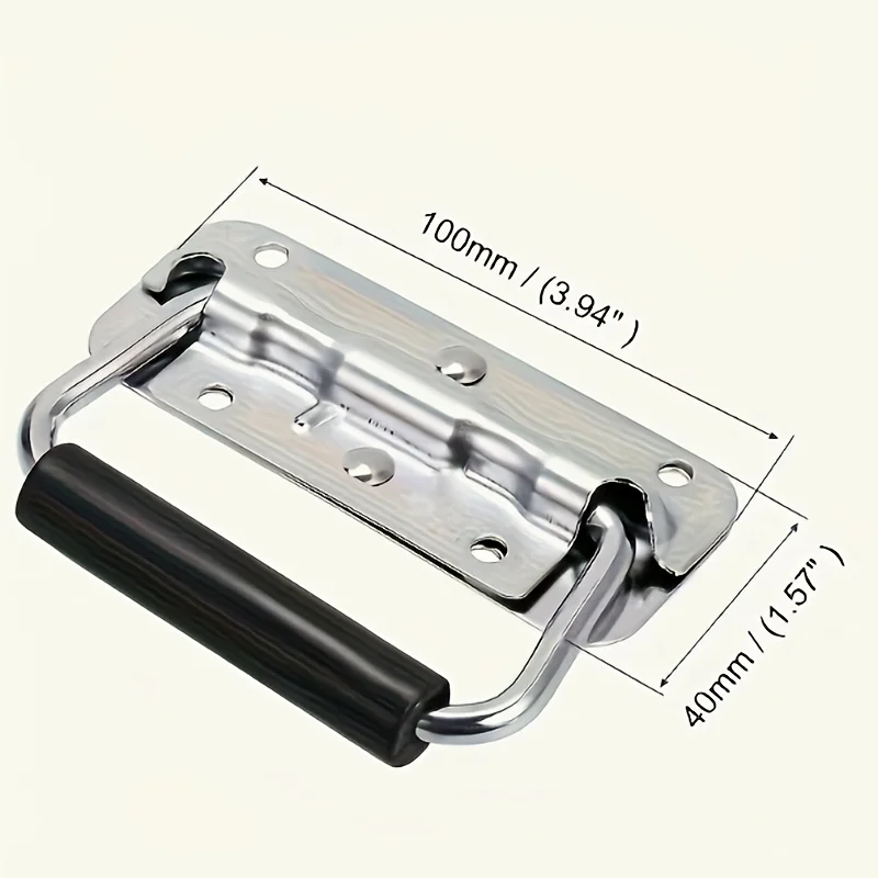 2Toolbox Handle Set，Cast Iron Spring Handle，Foldable Industrial Handle，Non-slip Rubber Grip，Polished Surface - Multi-purpose Alt