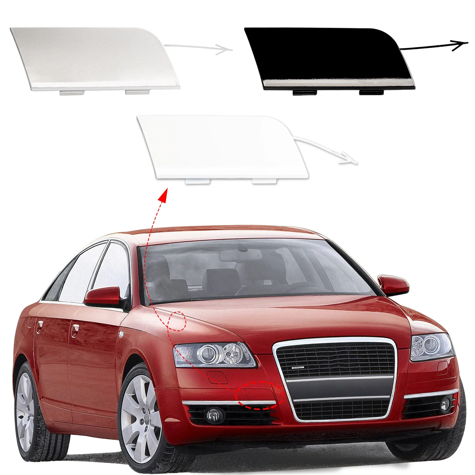 

Front Bumper Tow Hook Cover Cap Towing Eye For Audi A6 C6 Accessories 2004 2005 2006 2007 2008 4F0807441