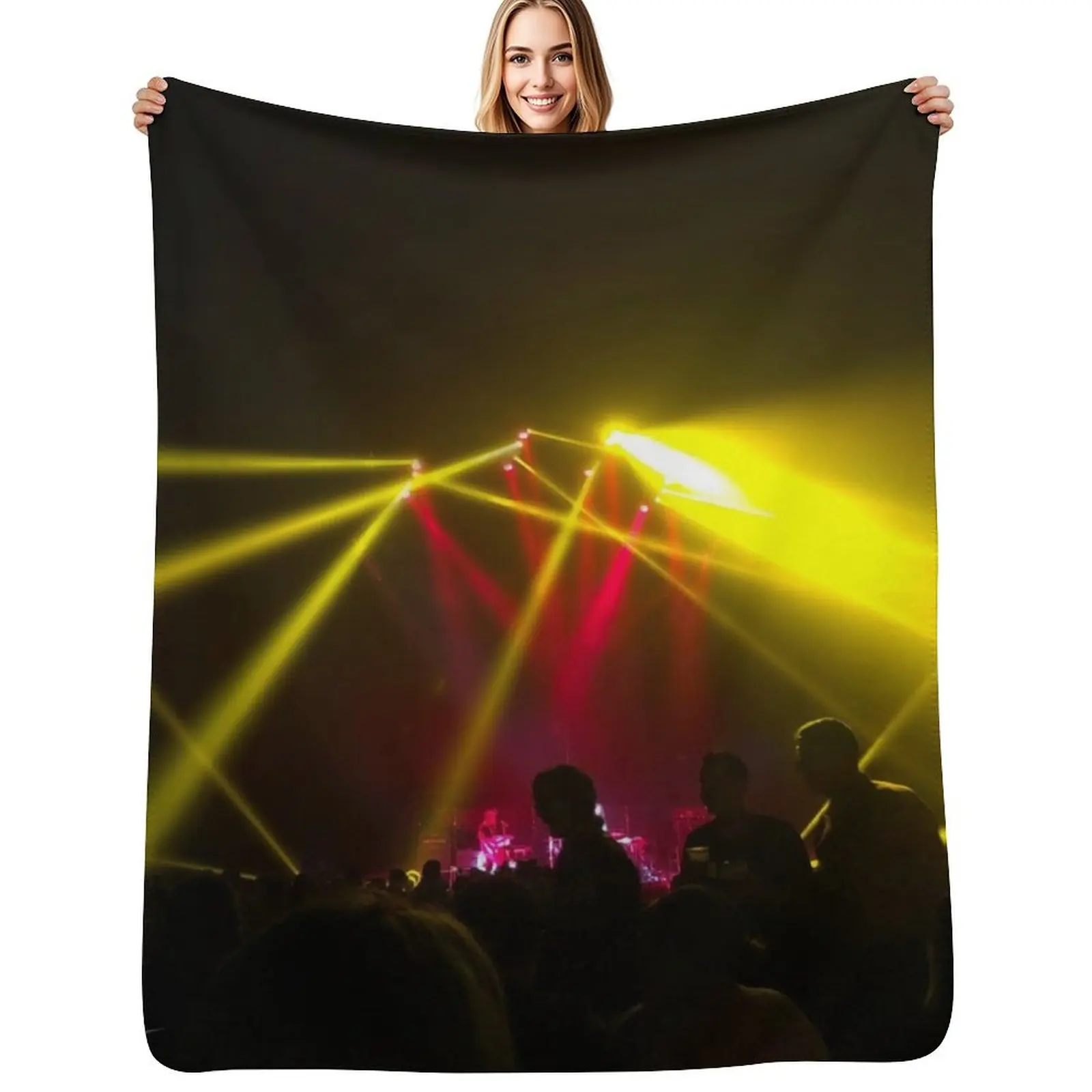 Yellow Laser Lights Throw Blanket Furry Soft Big Moving Decorative Sofas For Sofa Thin Plaid on the sofa Blankets