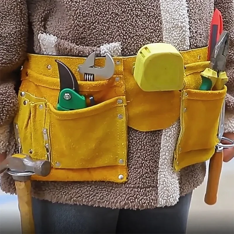 1 Pieces Waist Pouch Belt Leather Tool Quick Release Buckle Carpenter Construction Tools Storage Bag