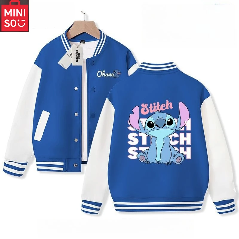 

MINISO Stitch children's baseball jacket, boys' fashionable jacket, autumn girls' casual jacket, spring children's sportswear